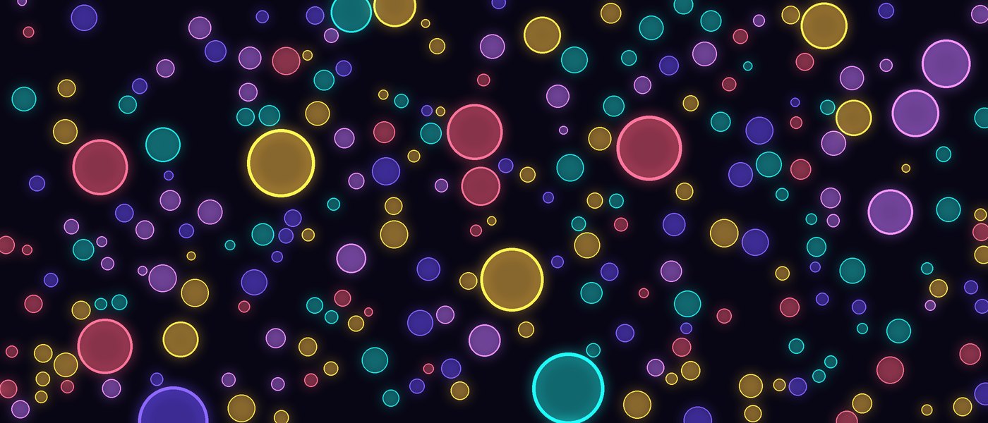 Illustration of an emulsion of colourful droplets